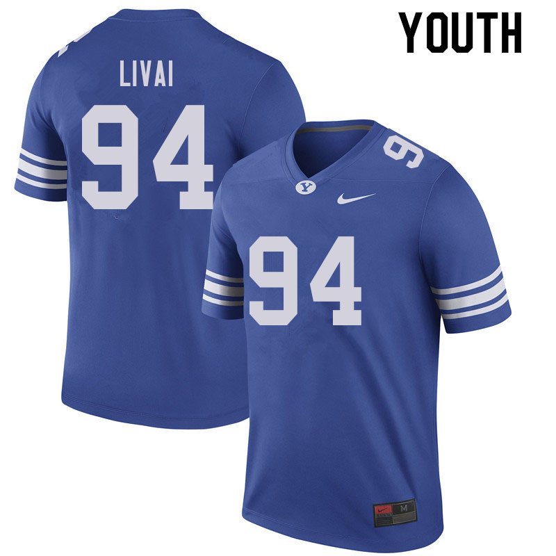 Youth #94 Freddy Livai BYU Cougars College Football Jerseys Sale-Royal